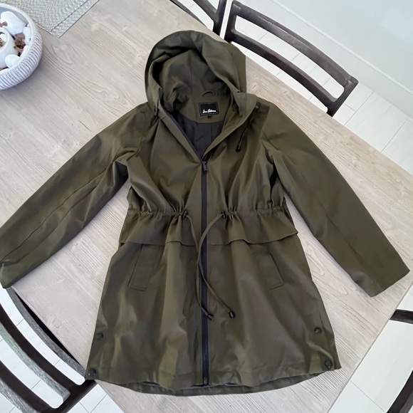 NWOT- Sam Edelman- Peplum Rain Anorak in green Size L - Picture 2 of 12